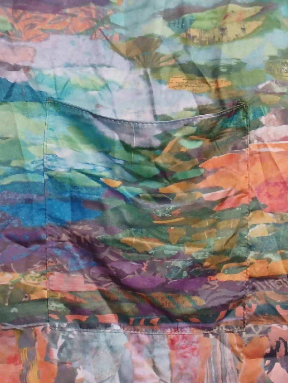 Watercolor Style Scarf Shawl With Pockets Appx 74×25